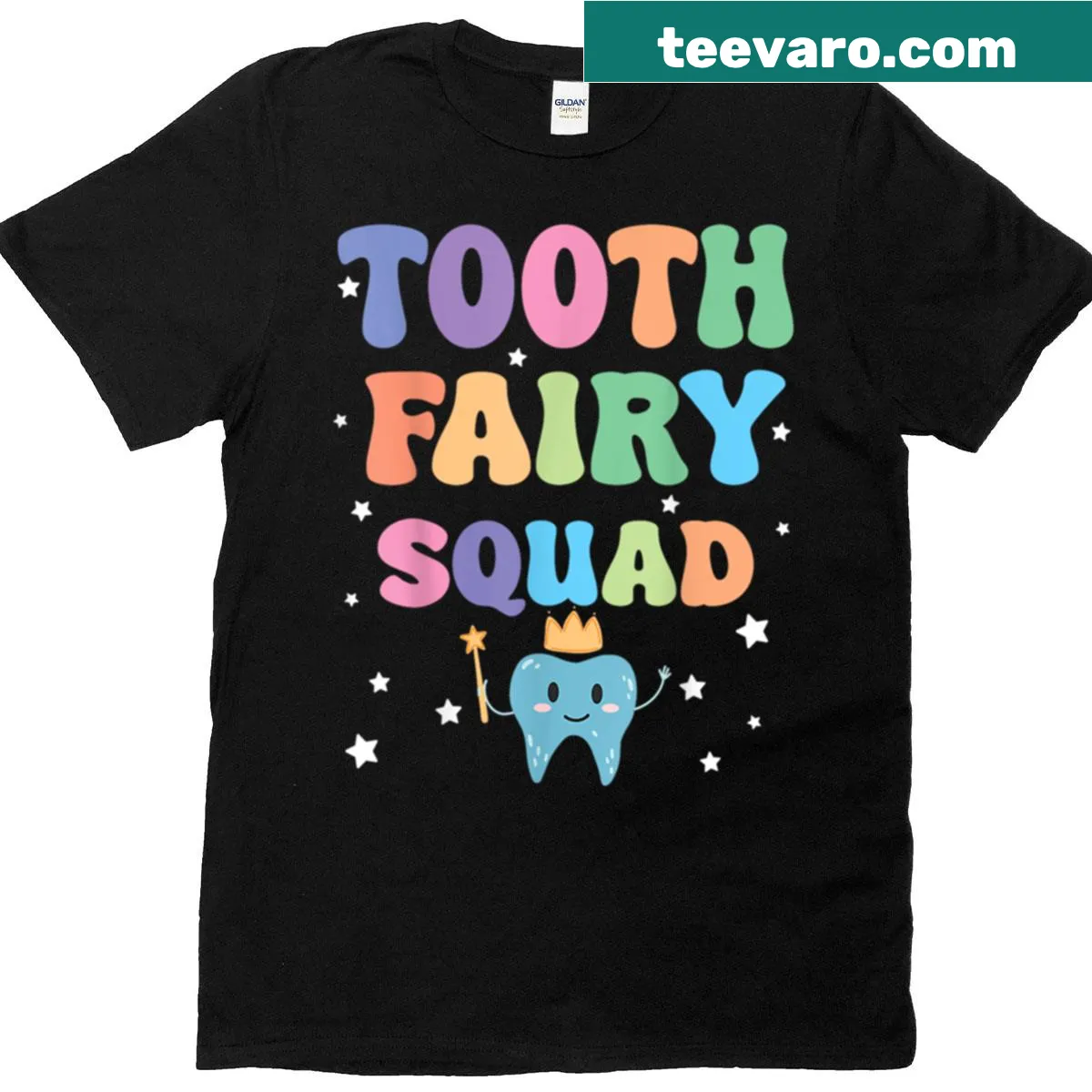 Tooth Fairy Squad shirt with cute illustrations for dentists — on a men's t-shirt