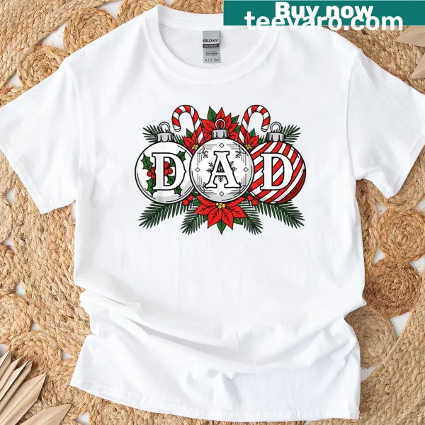 Christmas-themed Dad t-shirt with family illustrations