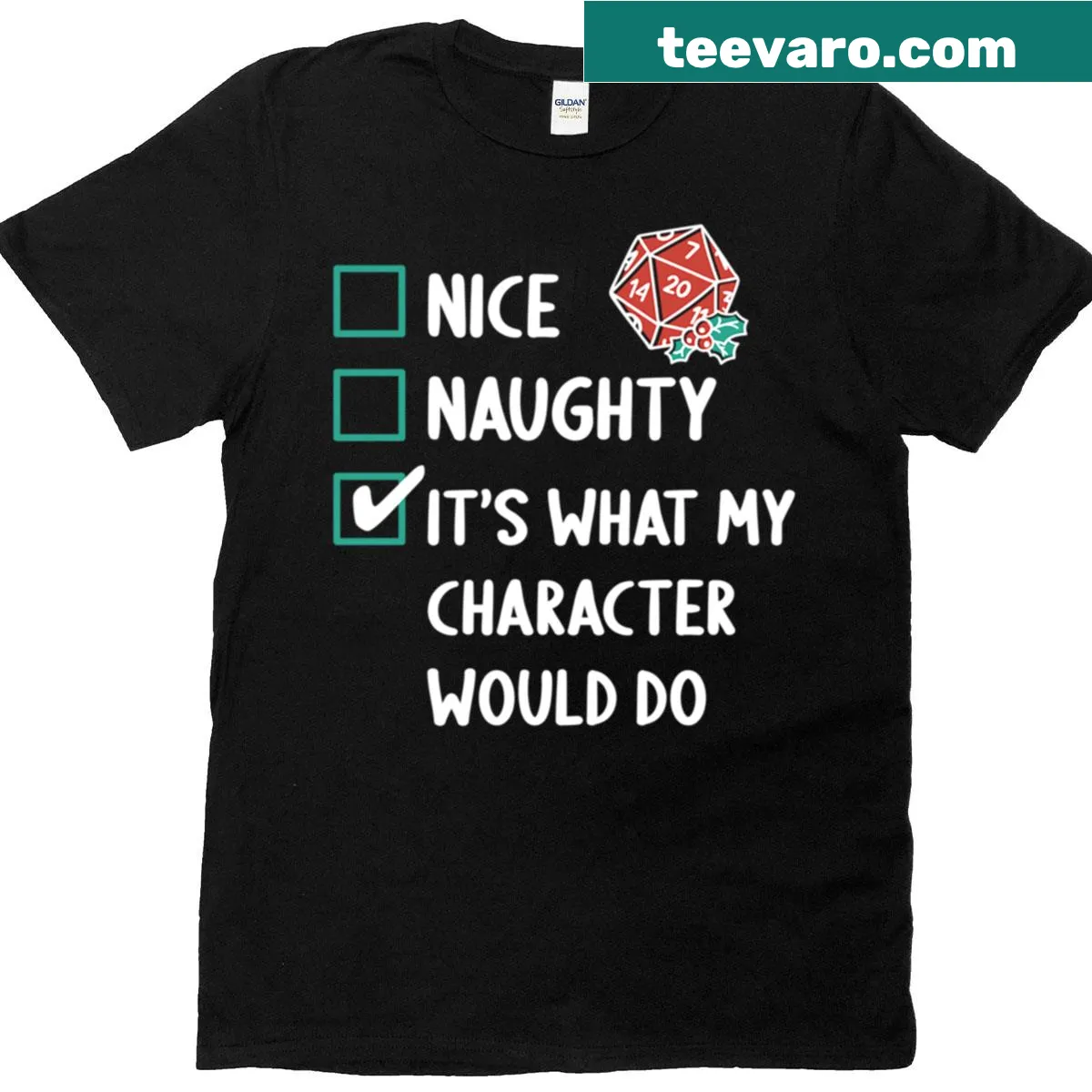 Christmas Naughty List humorous T-shirt design — on a men's t-shirt