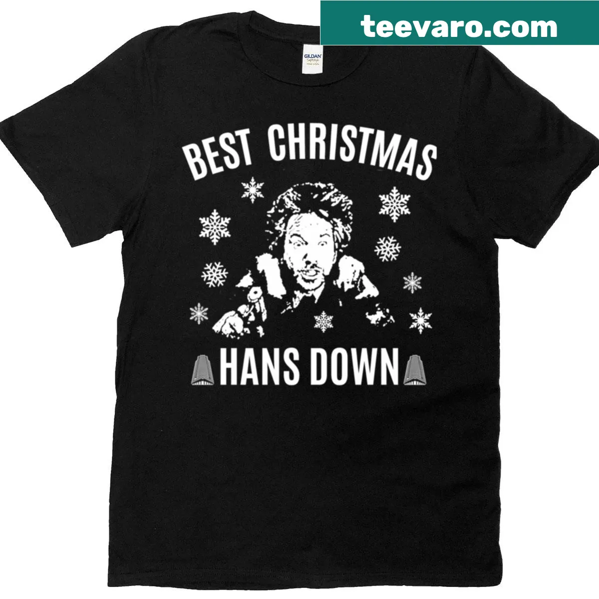 Graphic t-shirt featuring Die Hard quote with bold typography — on a men's t-shirt