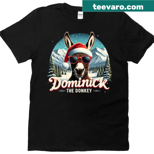 Dominick the Donkey cartoon design on Christmas t-shirt