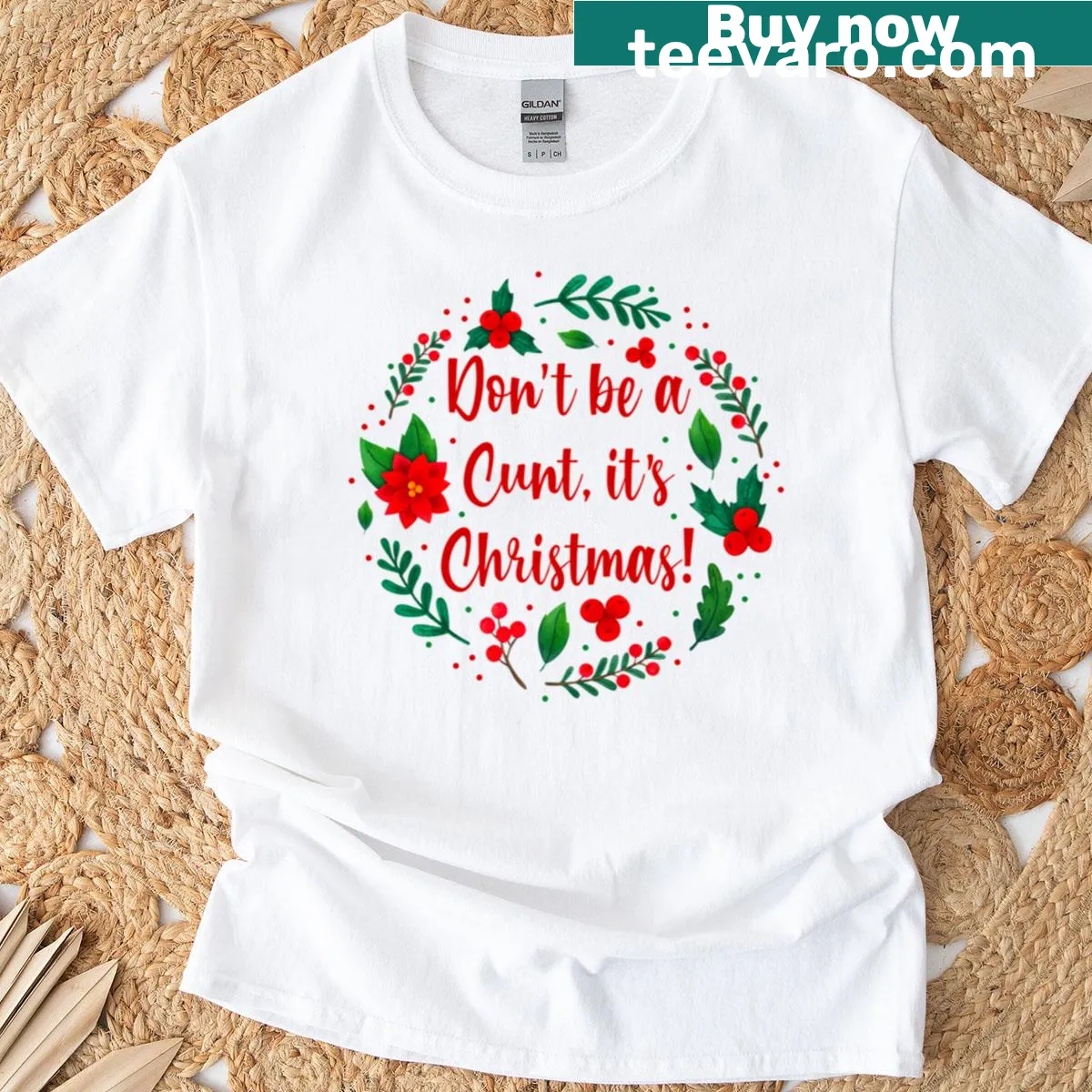 Sarcastic Christmas t-shirt with a humorous phrase. — on a men's t-shirt