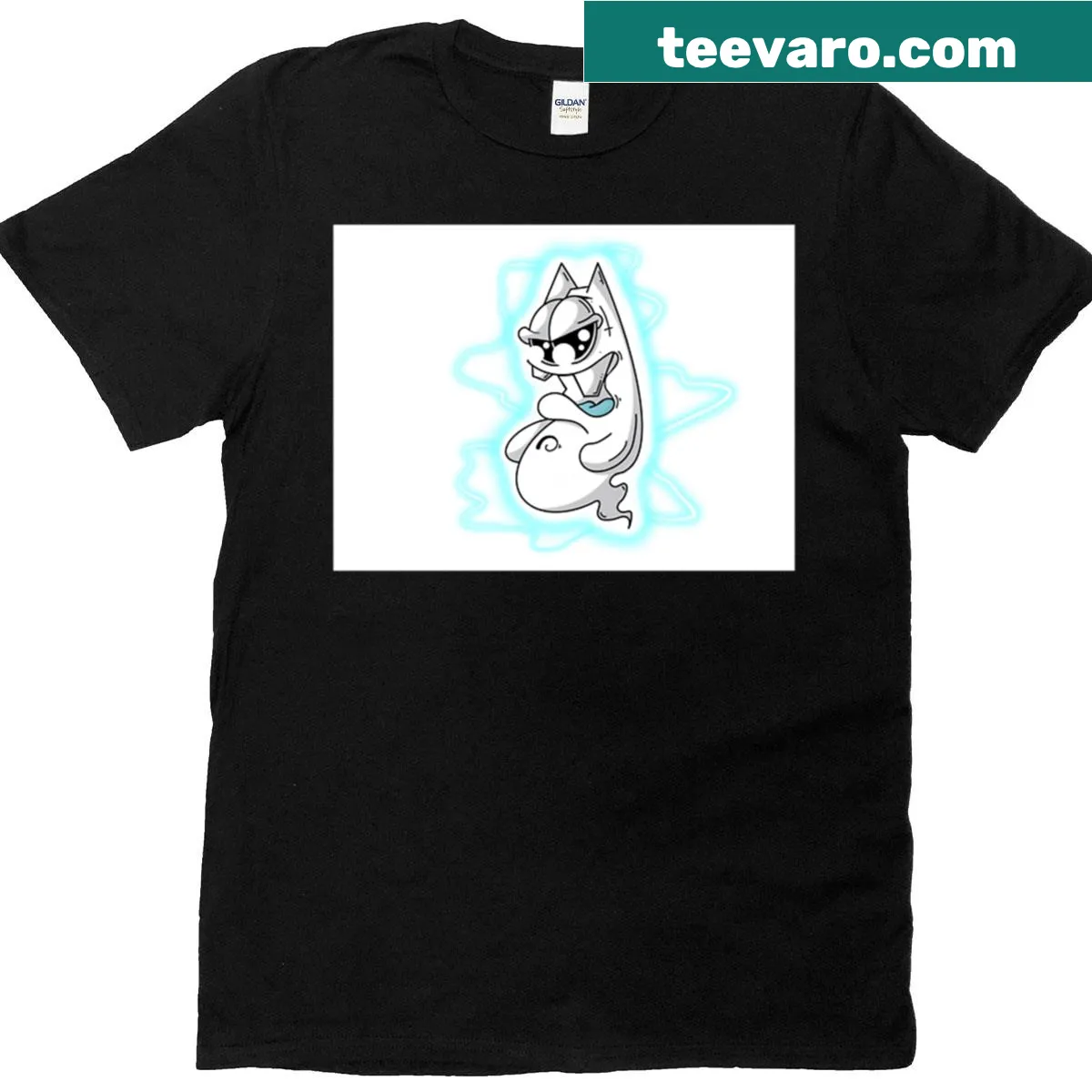 Edgy T-shirt featuring an illustrated electric ghost — on a men's t-shirt