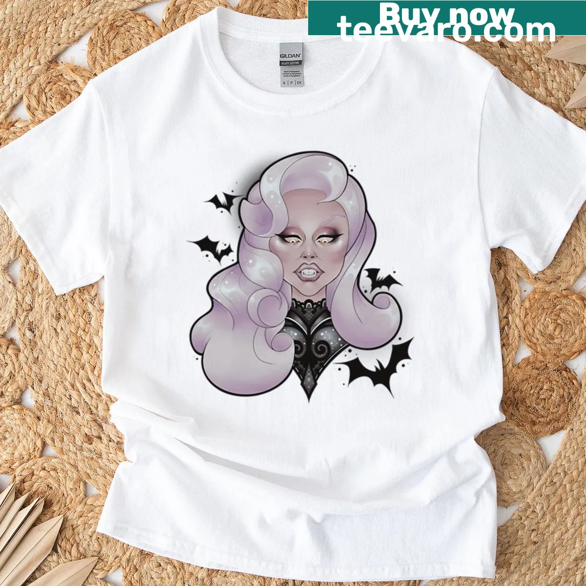 Stylish vampire-themed t-shirt with an elegant design — on a men's t-shirt