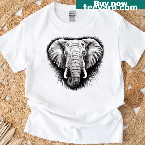 Realistic elephant portrait on T-shirt