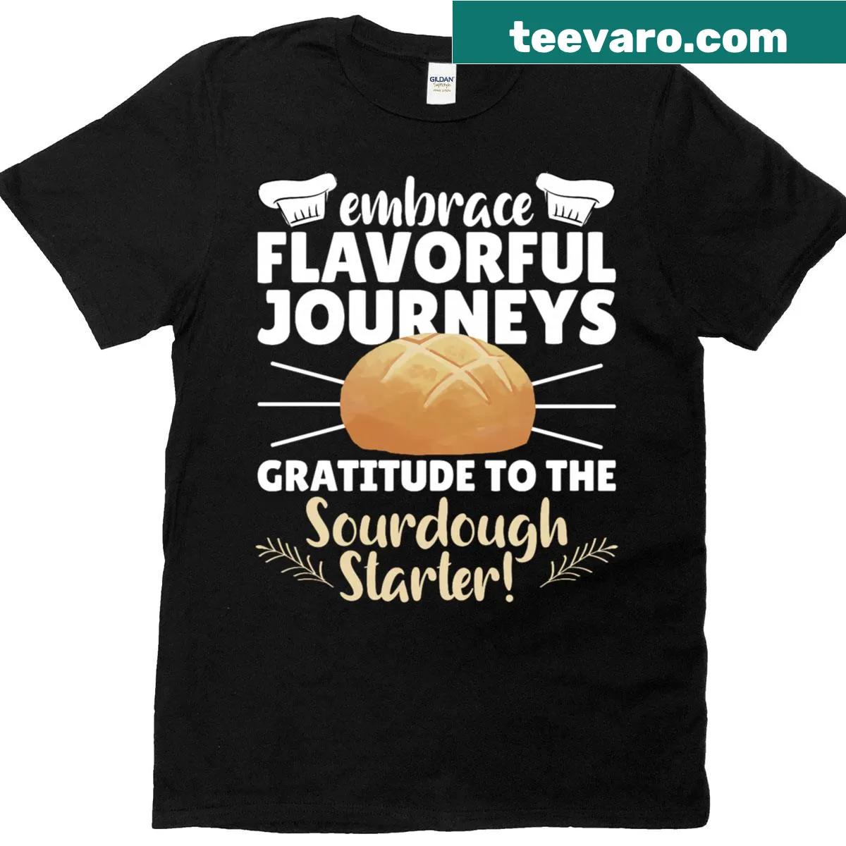 T-shirt celebrating the joy of sourdough baking with a warm graphic — on a men's t-shirt