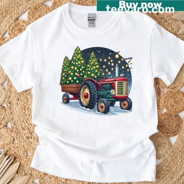 Farm tractor Christmas design on a T-shirt