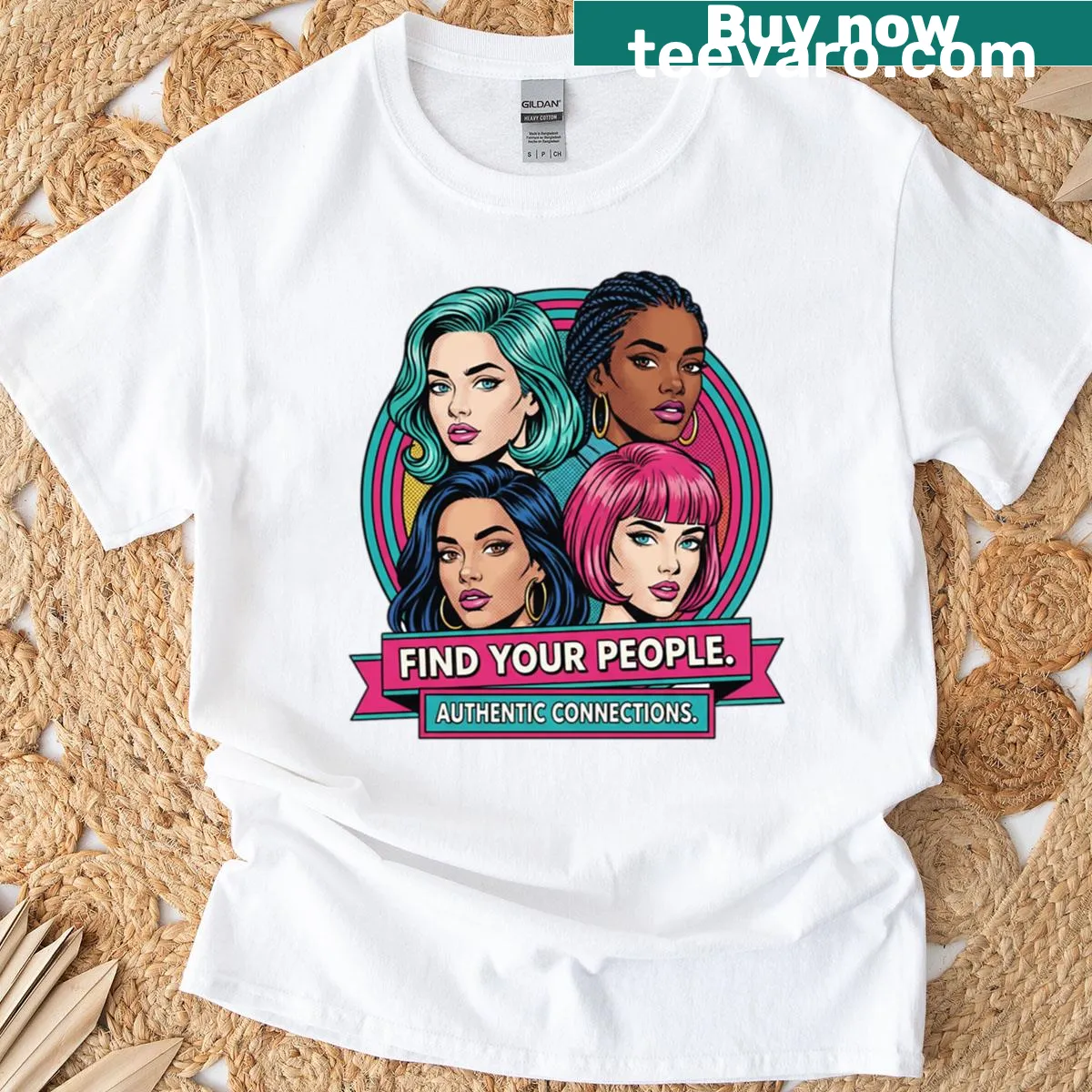 T-shirt with 'Find Your People' text in bold typography — on a men's t-shirt