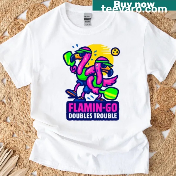 Playful flamingo design for pickleball on T-shirt