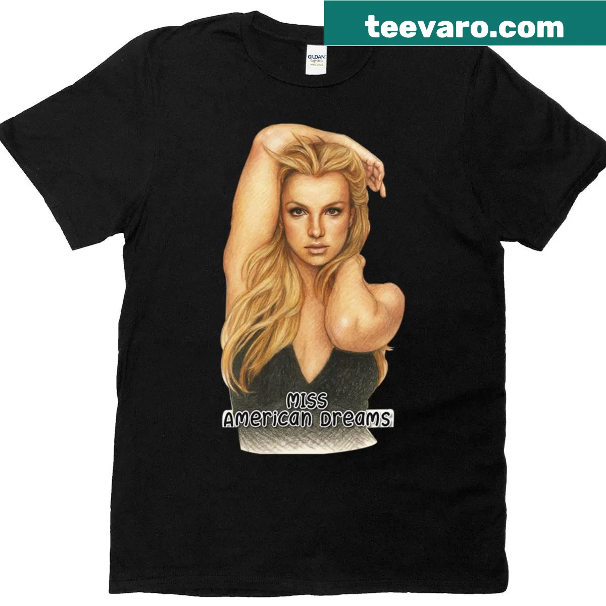 T-shirt featuring the text 'Free Britney Miss American Dreams'. — on a men's t-shirt