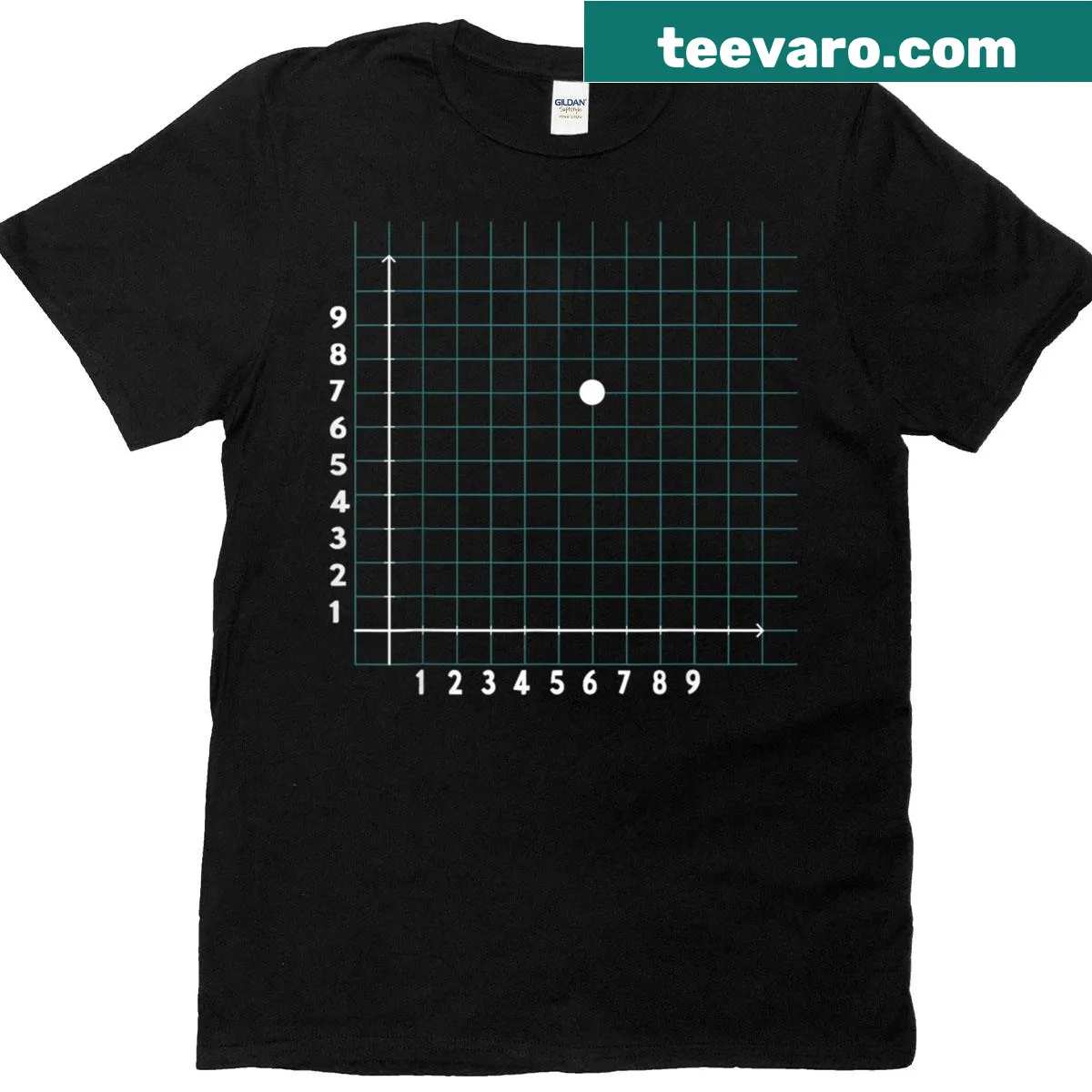 Funny math-themed graphic with '67 Cartesian grid points' — on a men's t-shirt