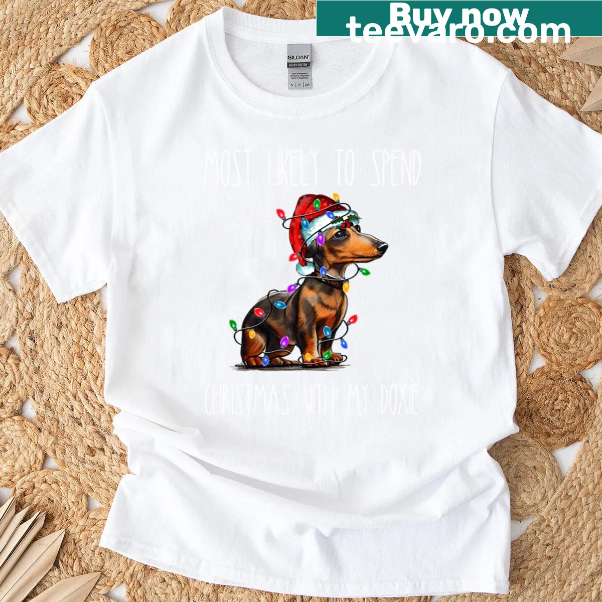 T-shirt featuring humorous text about spending Christmas with a Dachshund — on a men's t-shirt