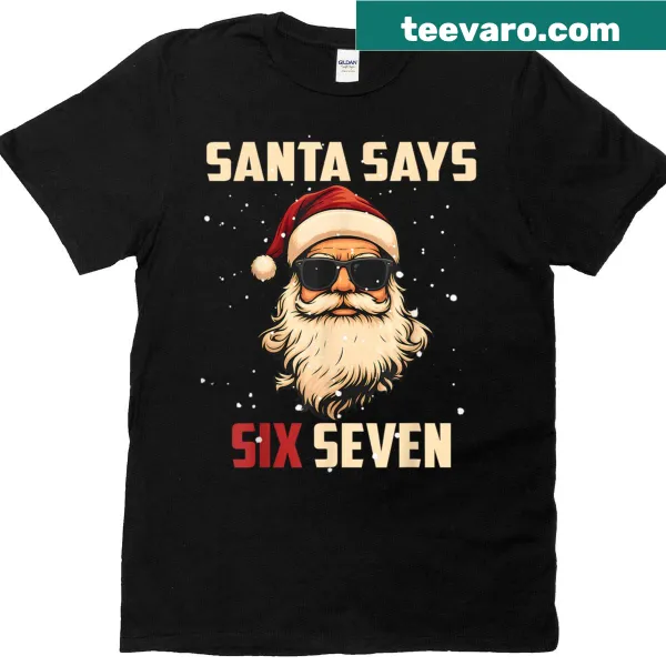 Kids Christmas t-shirt featuring Santa and 67 meme design