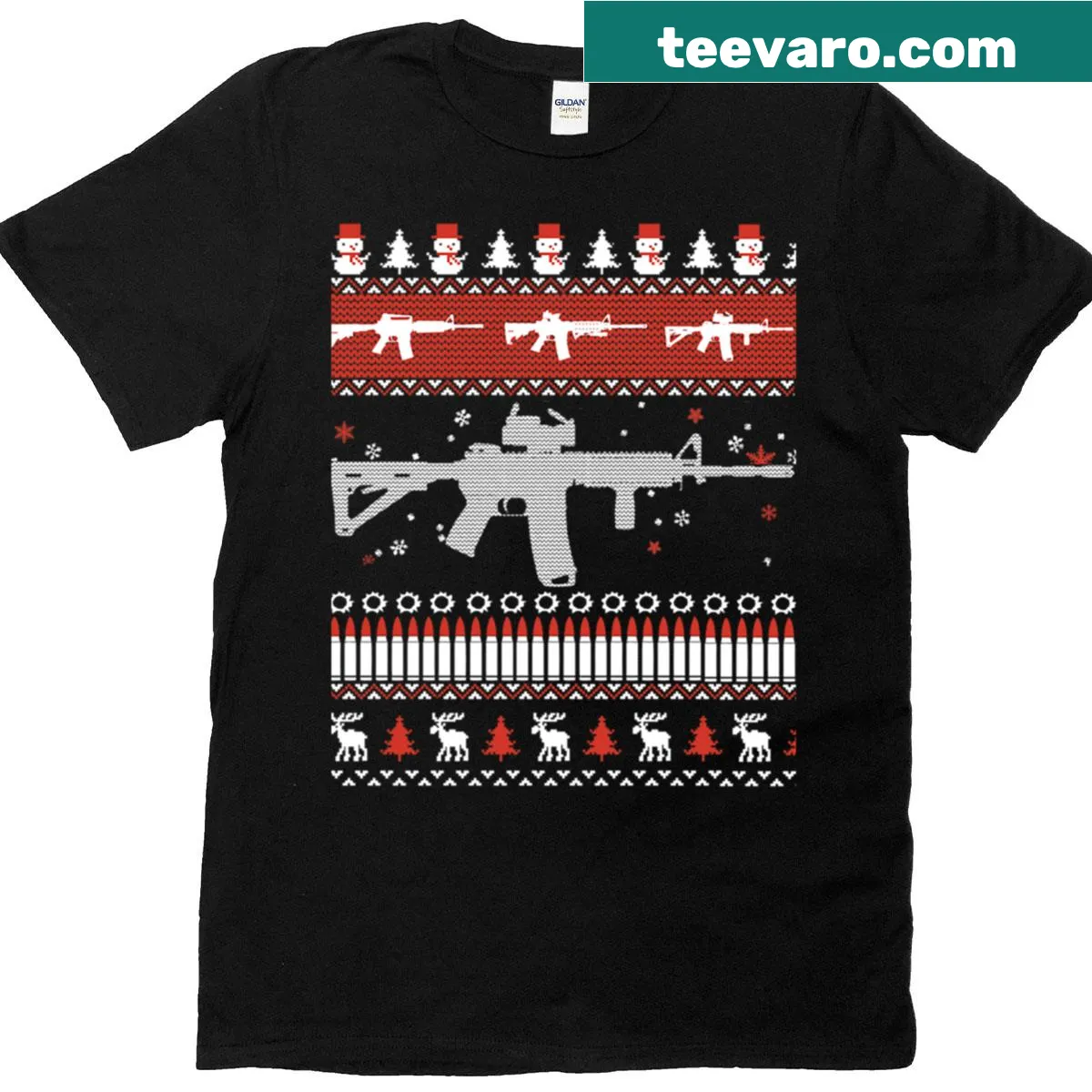 Ugly Christmas design featuring AR-15 humor — on a men's t-shirt