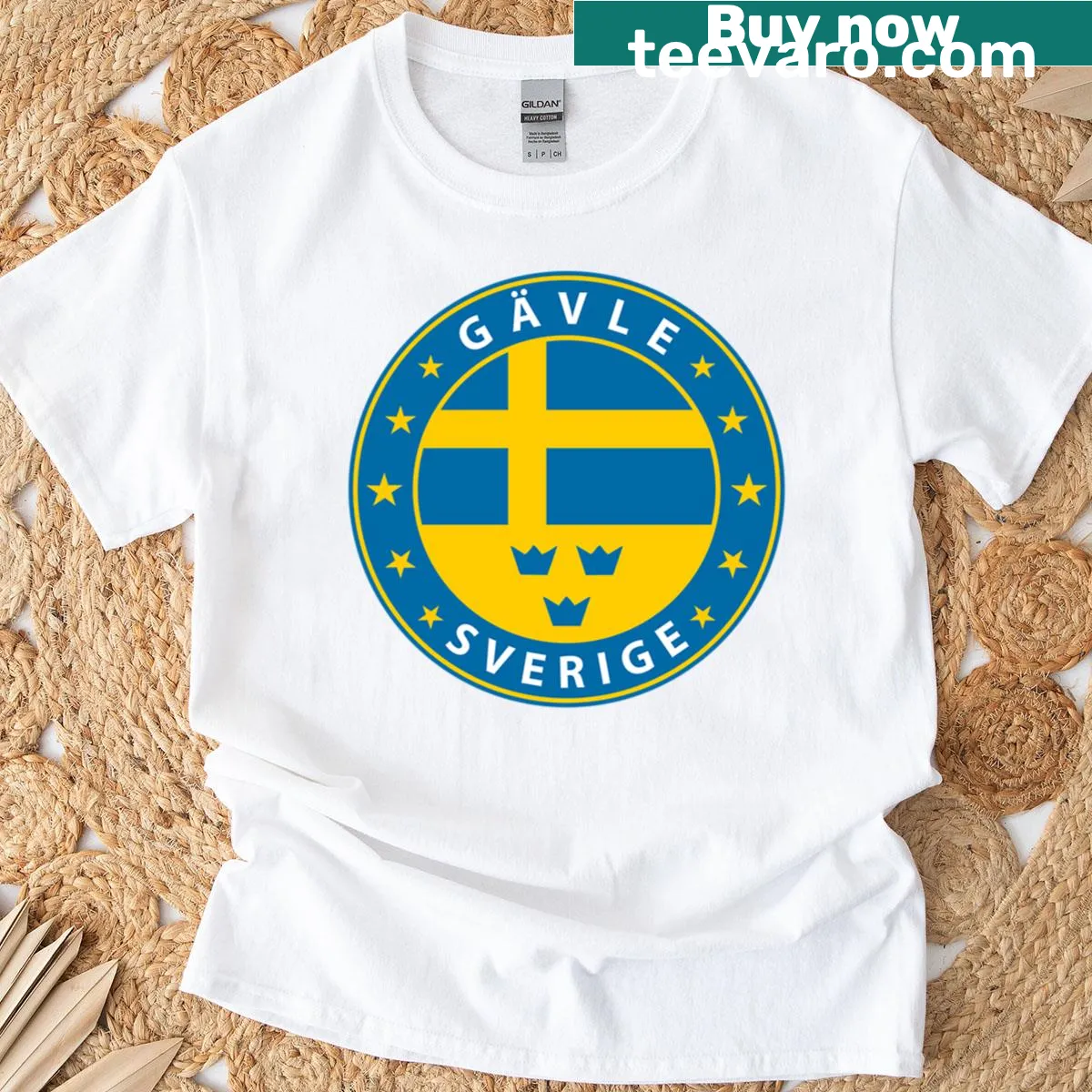 T-shirt featuring the name 'Gavle' with cultural design elements. — on a men's t-shirt