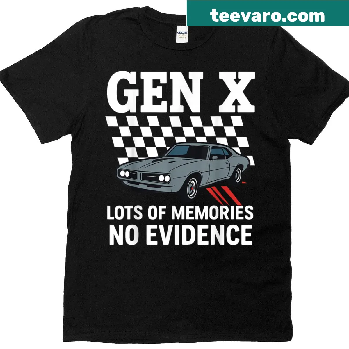 Gen X memory saying t-shirt with bold typography — on a men's t-shirt