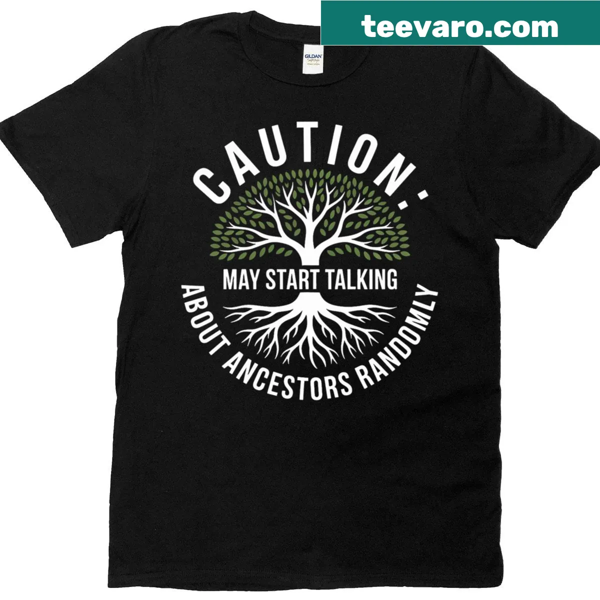 Graphic T-shirt for genealogists featuring a clever saying about ancestry. — on a men's t-shirt