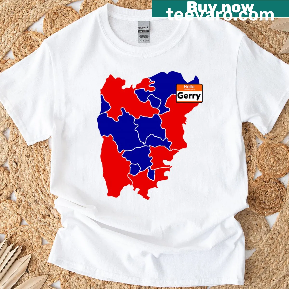T-shirt featuring bold message about gerrymandering — on a men's t-shirt
