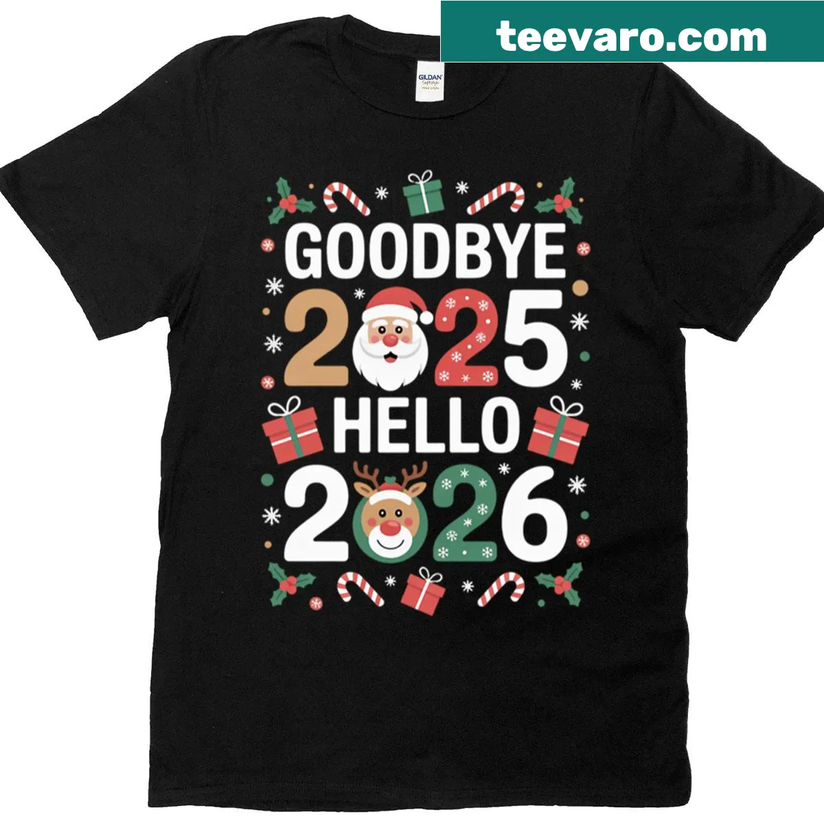 Funny New Year t-shirt saying goodbye to 2025 and hello to 2026 — on a men's t-shirt