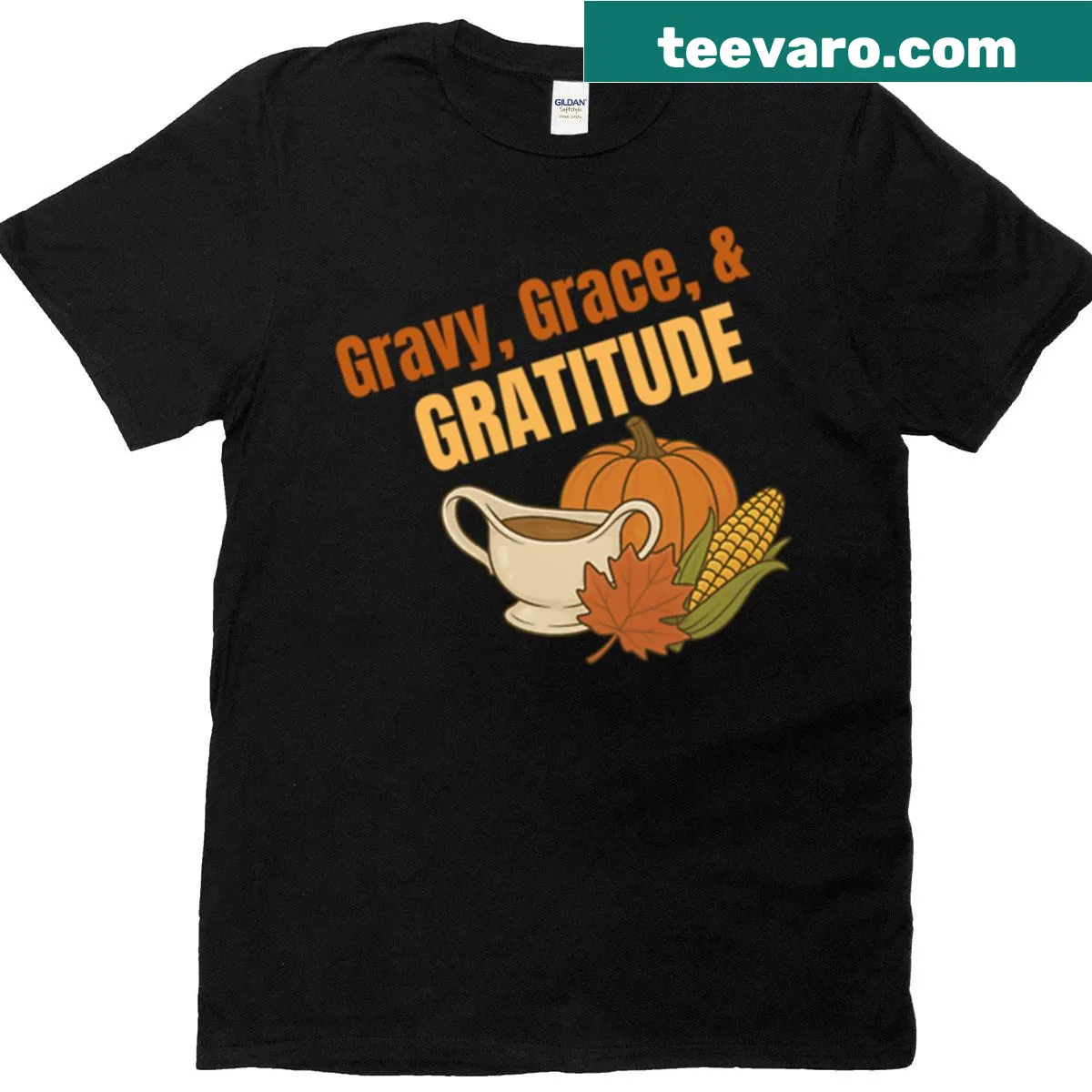 Gravy Grace T-shirt with a heartfelt gratitude message — on a men's t-shirt