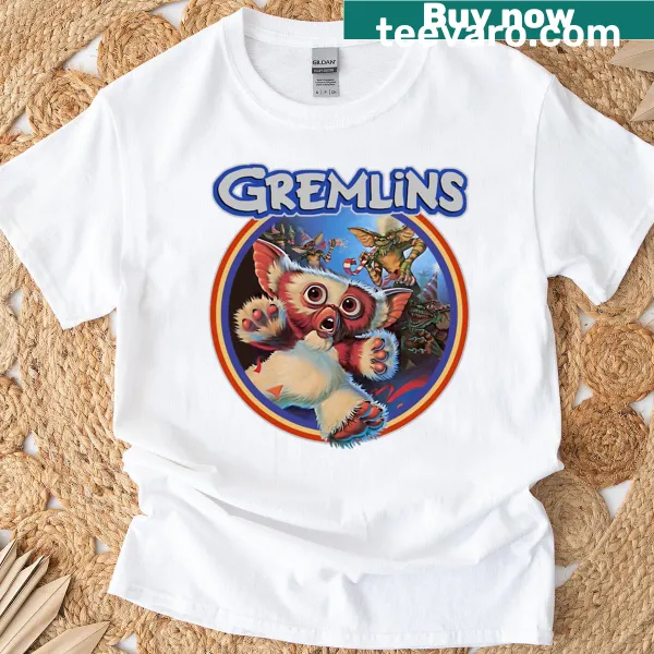 Gremlin character illustration on a fun vintage-style t-shirt