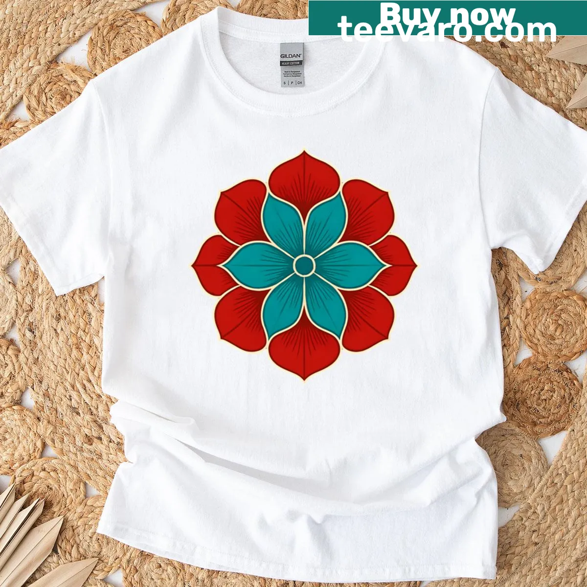 Illustration of a traditional Hanagasa hat on a t-shirt — on a men's t-shirt