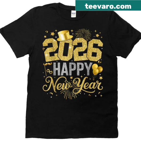 Playful New Year design with balloons for family matching T-shirt