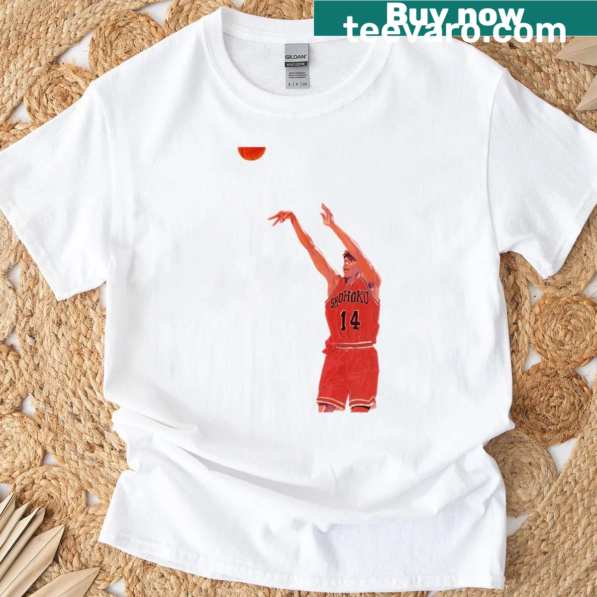 T-shirt featuring an illustration of Hisashi Mitsui for basketball fans — on a men's t-shirt