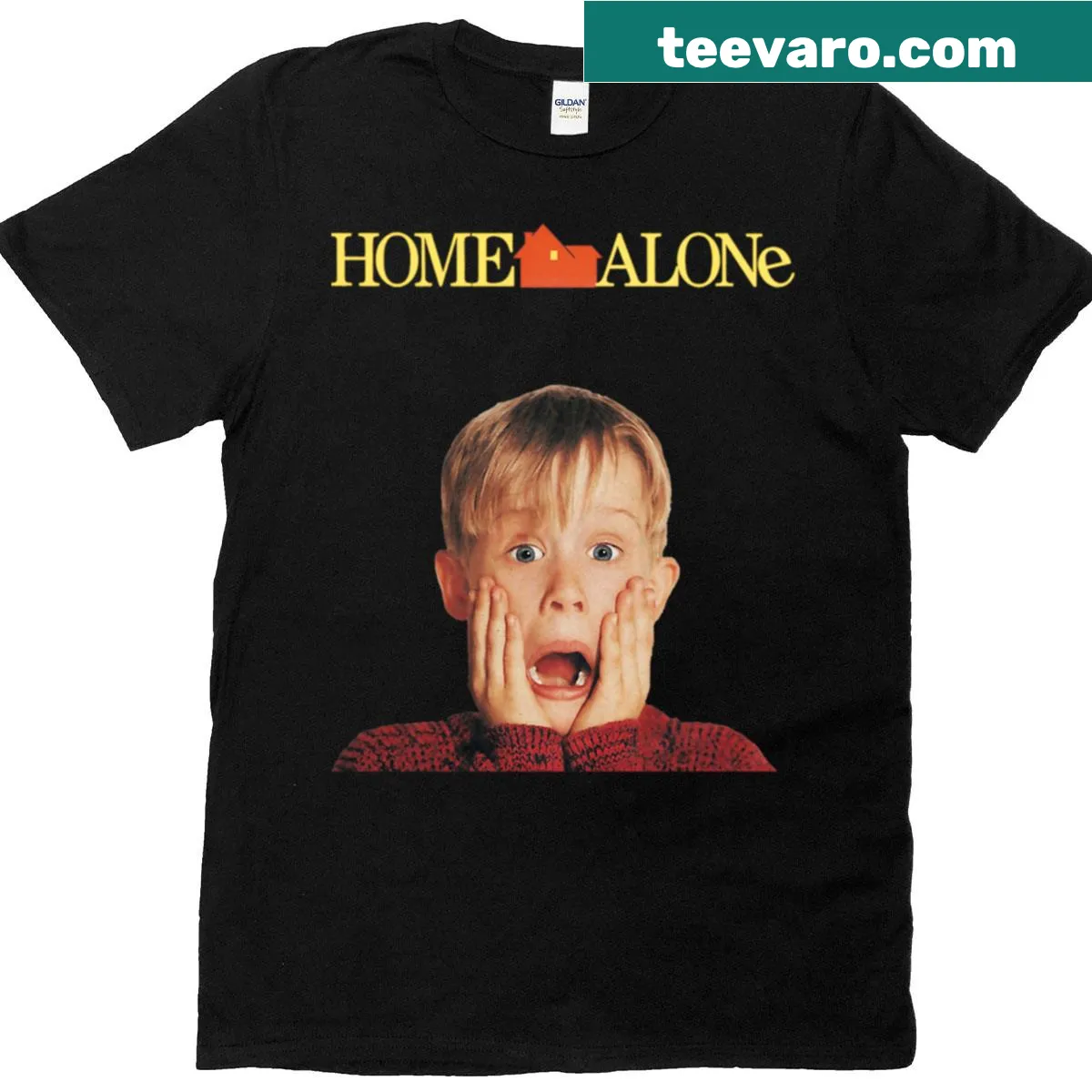 Home Alone T-shirt featuring iconic scenes from the film — on a men's t-shirt