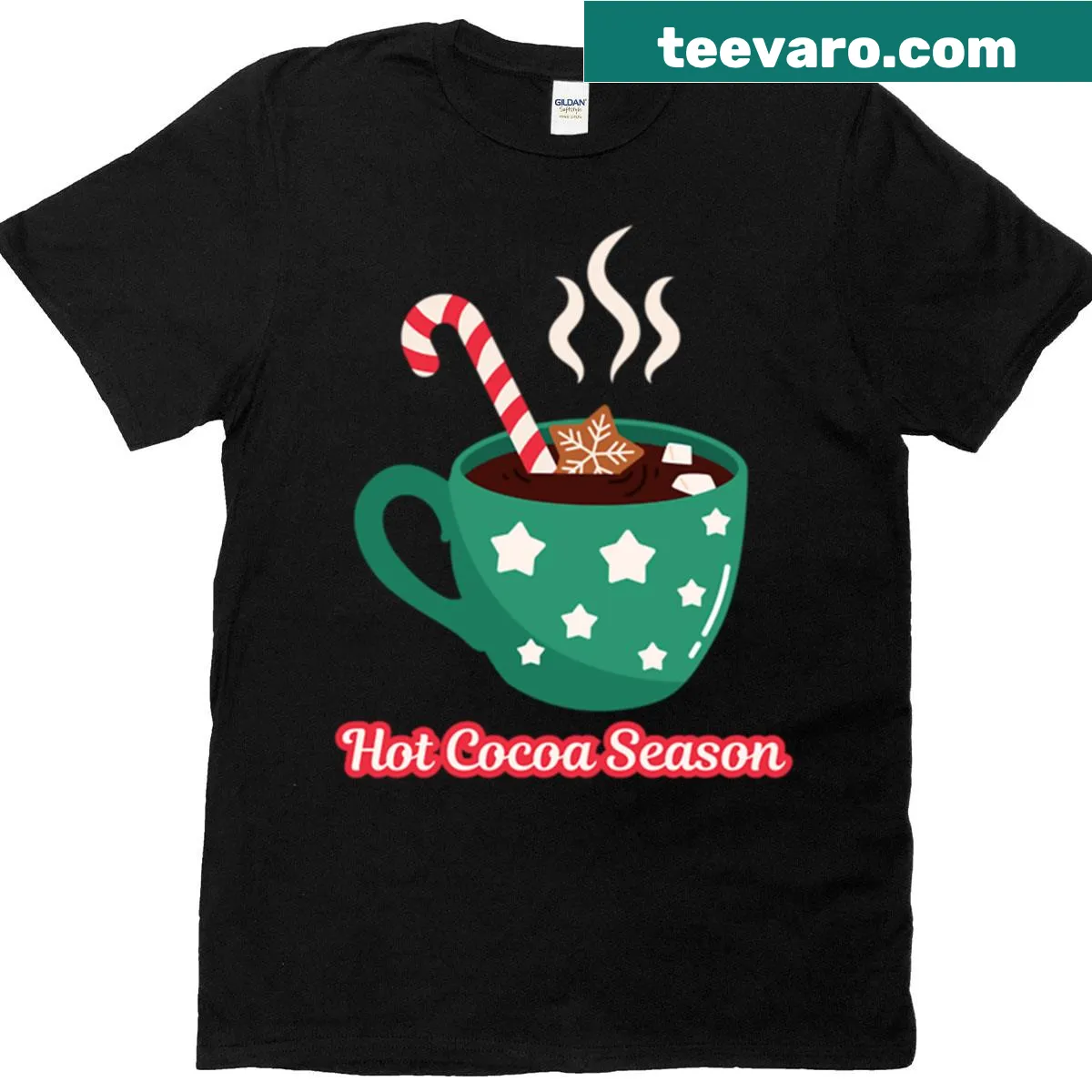 Cute hot cocoa mug design on a Christmas t-shirt — on a men's t-shirt