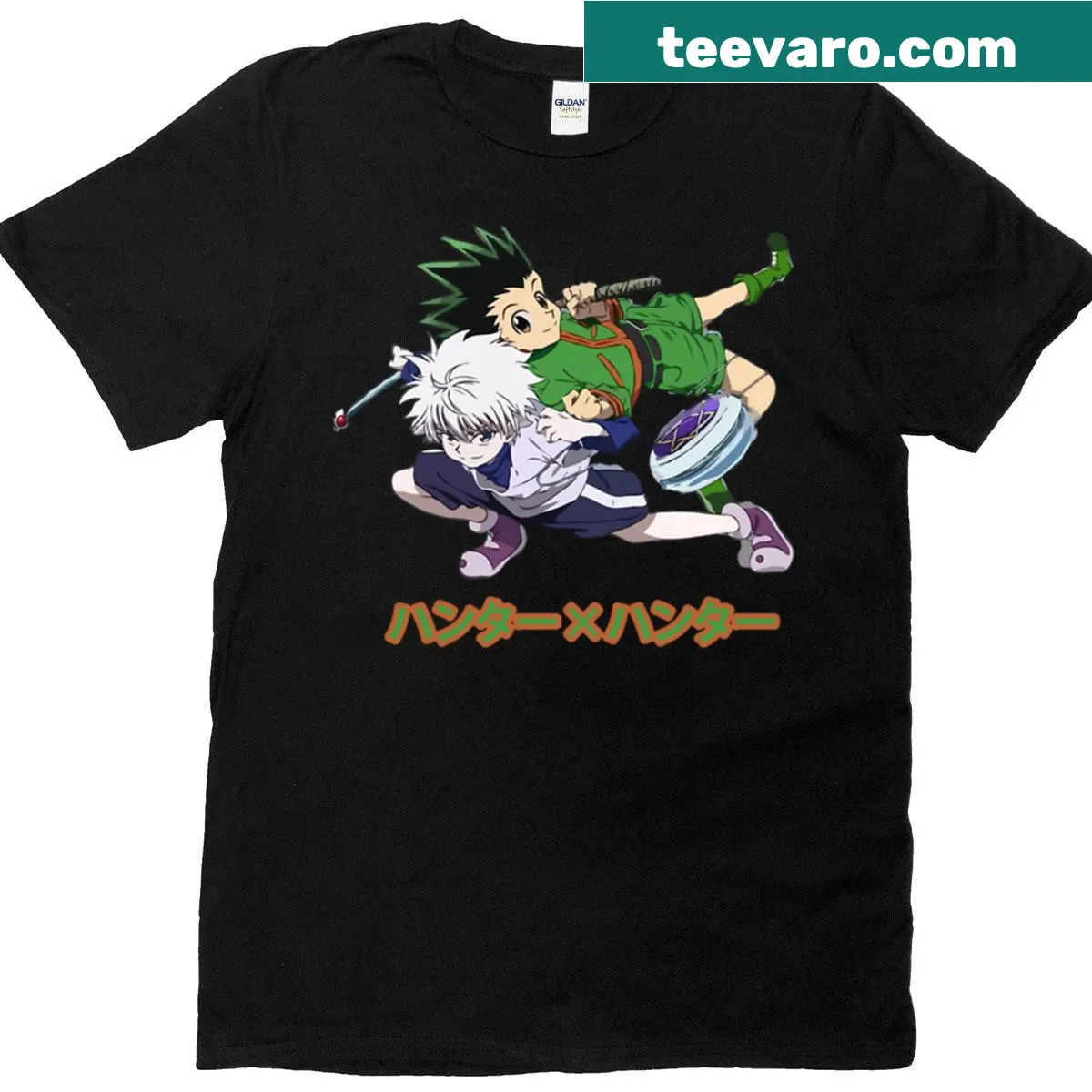 Hunter X Hunter themed t-shirt with iconic design elements — on a men's t-shirt