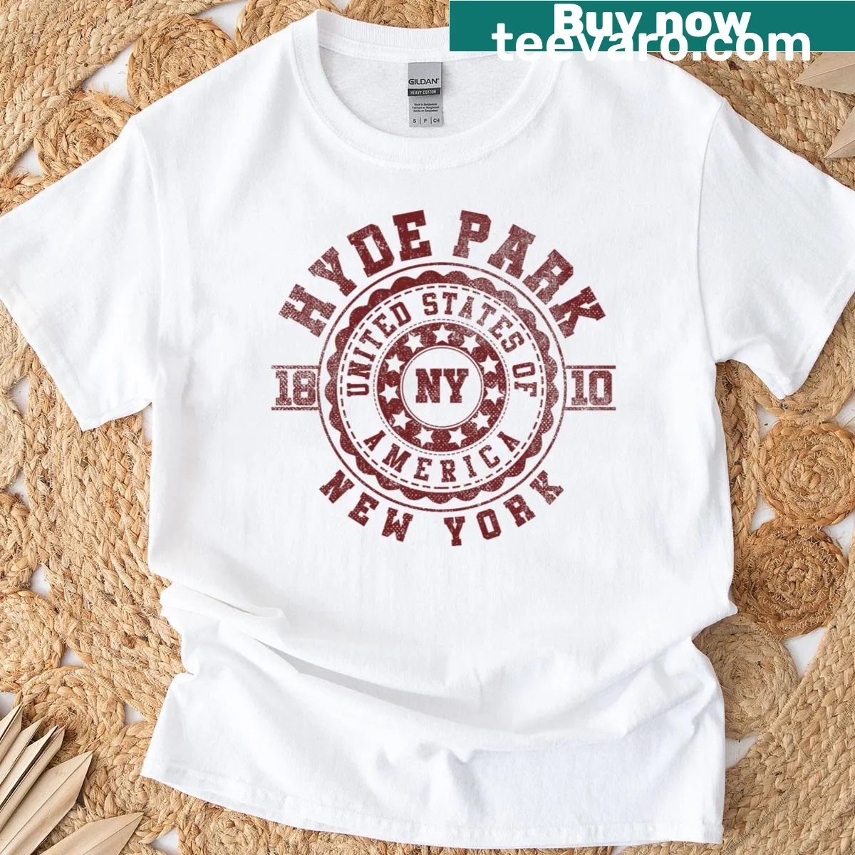 Vintage Hyde Park NY T-shirt with classic lettering — on a men's t-shirt