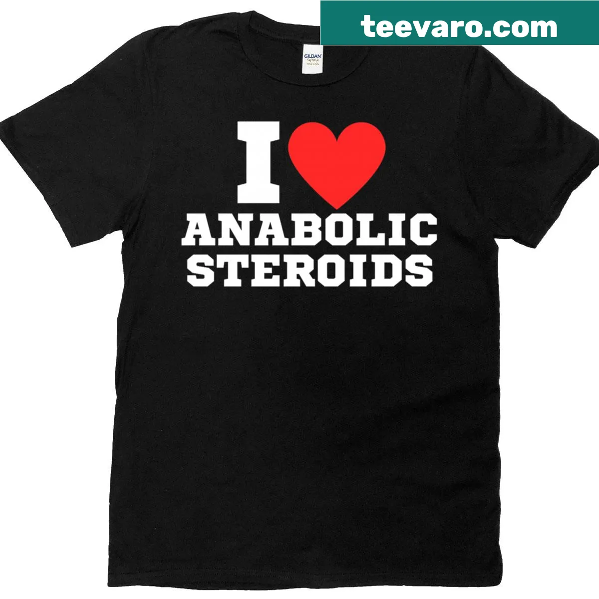 Funny gym t-shirt stating 'I Love Tren Anabolic Steroids' — on a men's t-shirt