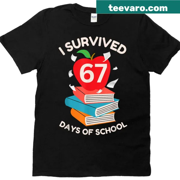 Funny T-shirt with 'I Survived 67 Days Of School' graphic