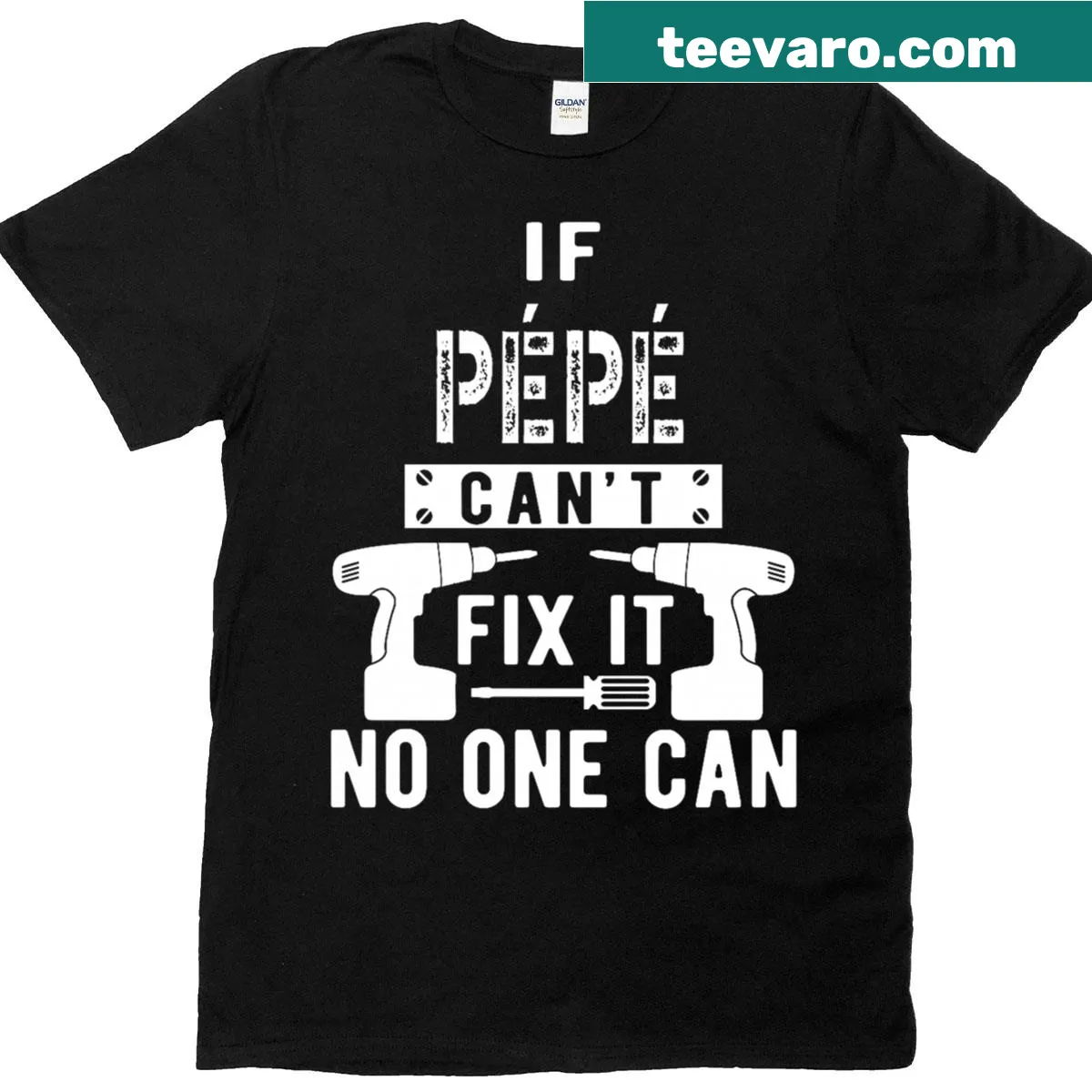 Funny T-shirt with text about a grandpa's fixing skills — on a men's t-shirt