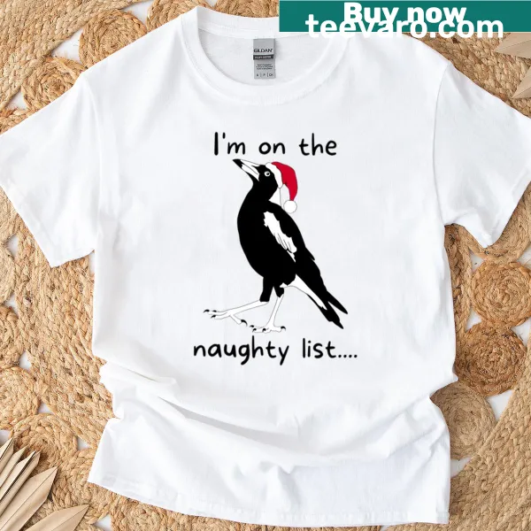 Playful Christmas T-shirt featuring a magpie and text