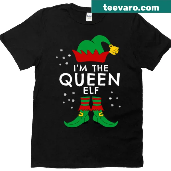 Adorable Christmas t-shirt for kids with 'I'm The Queen Elf' text