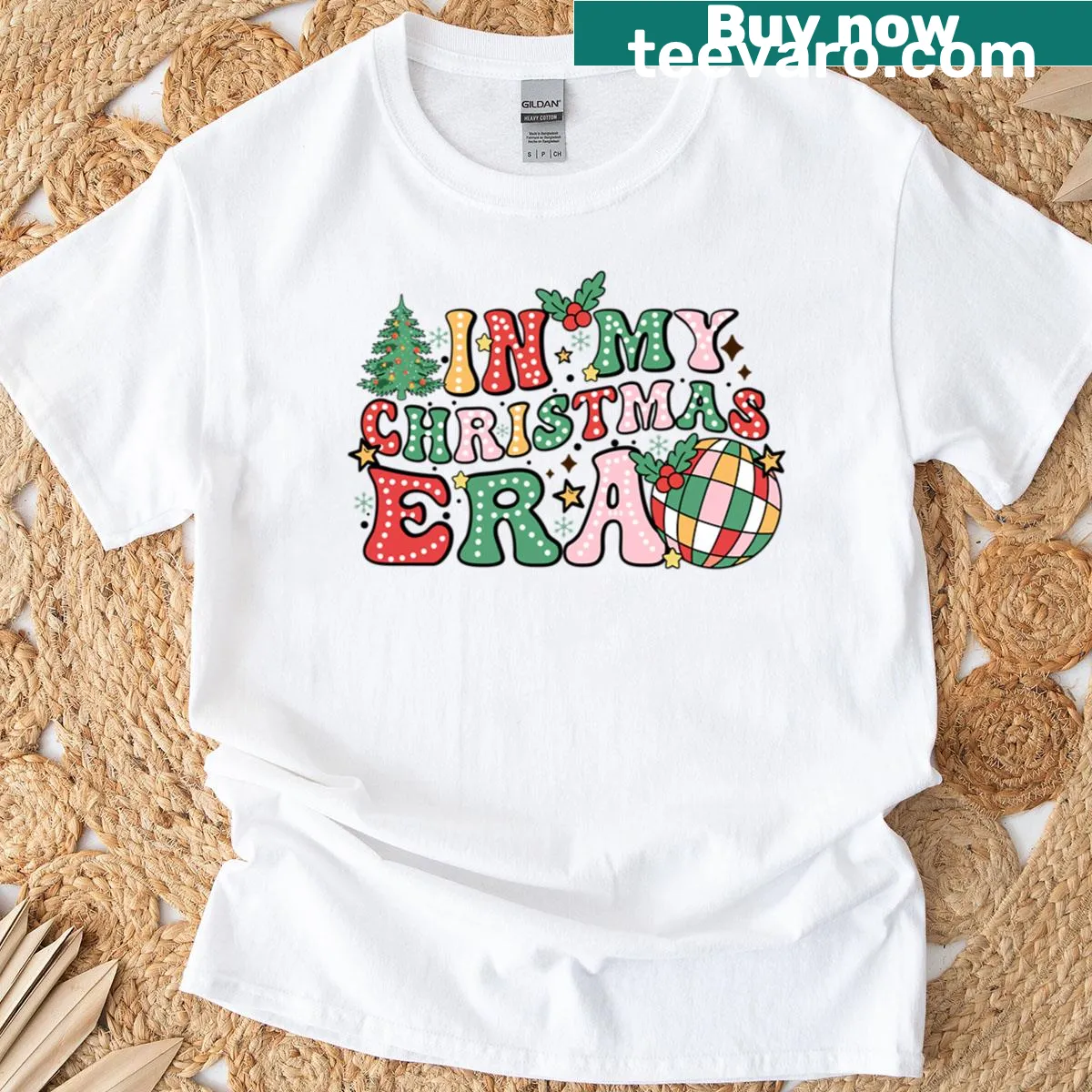 Charming Christmas-themed T-shirt with playful design — on a men's t-shirt