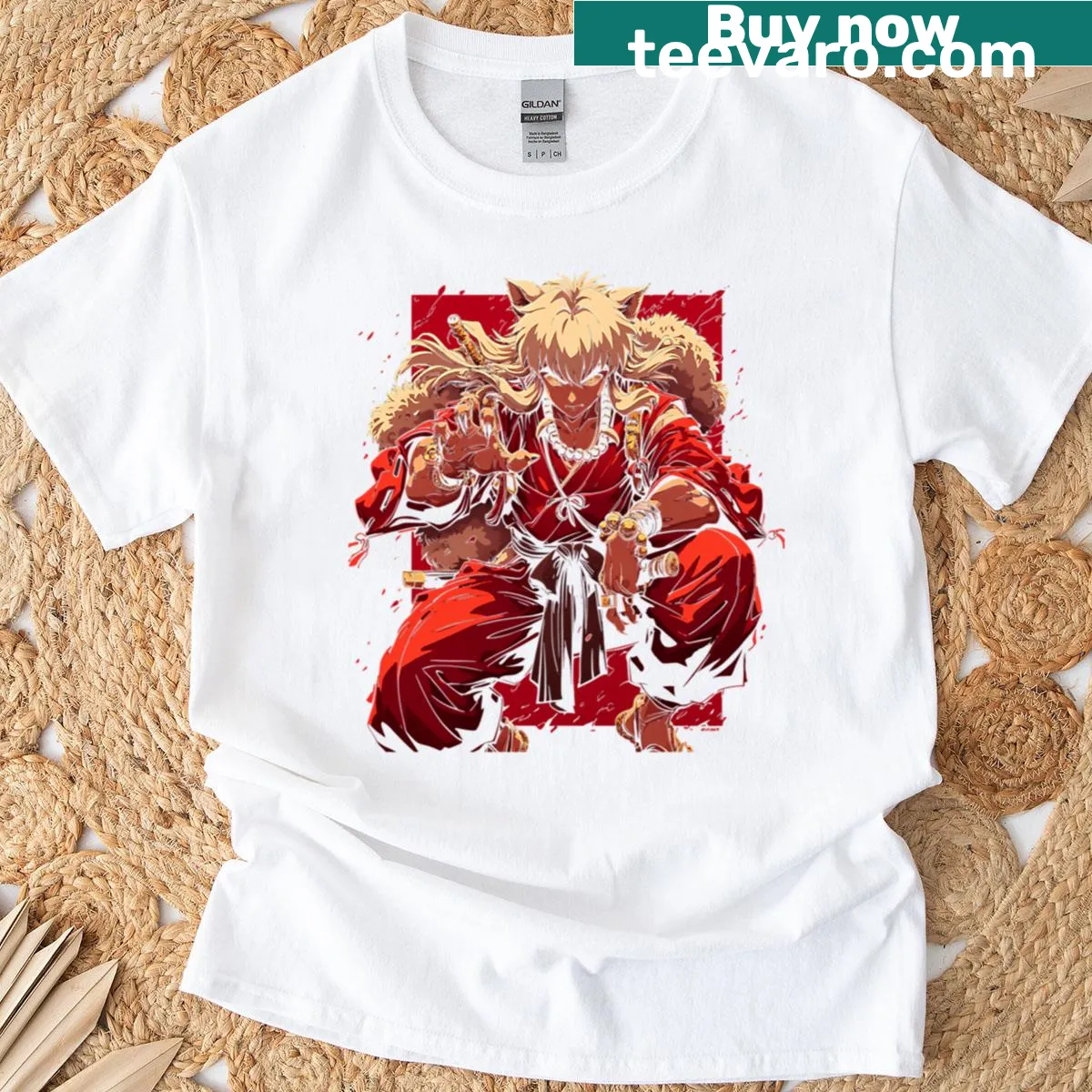 Inuyasha half-demon warrior T-shirt with bold illustration — on a men's t-shirt