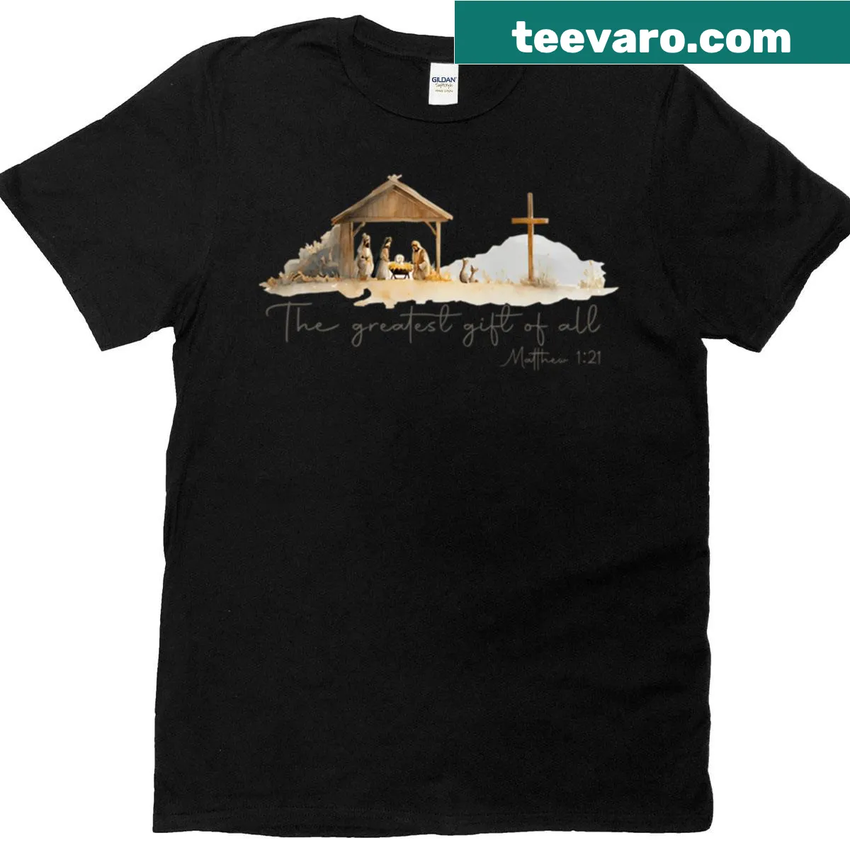 Playful Christmas tee with 'Jesus Christmas' text — on a men's t-shirt