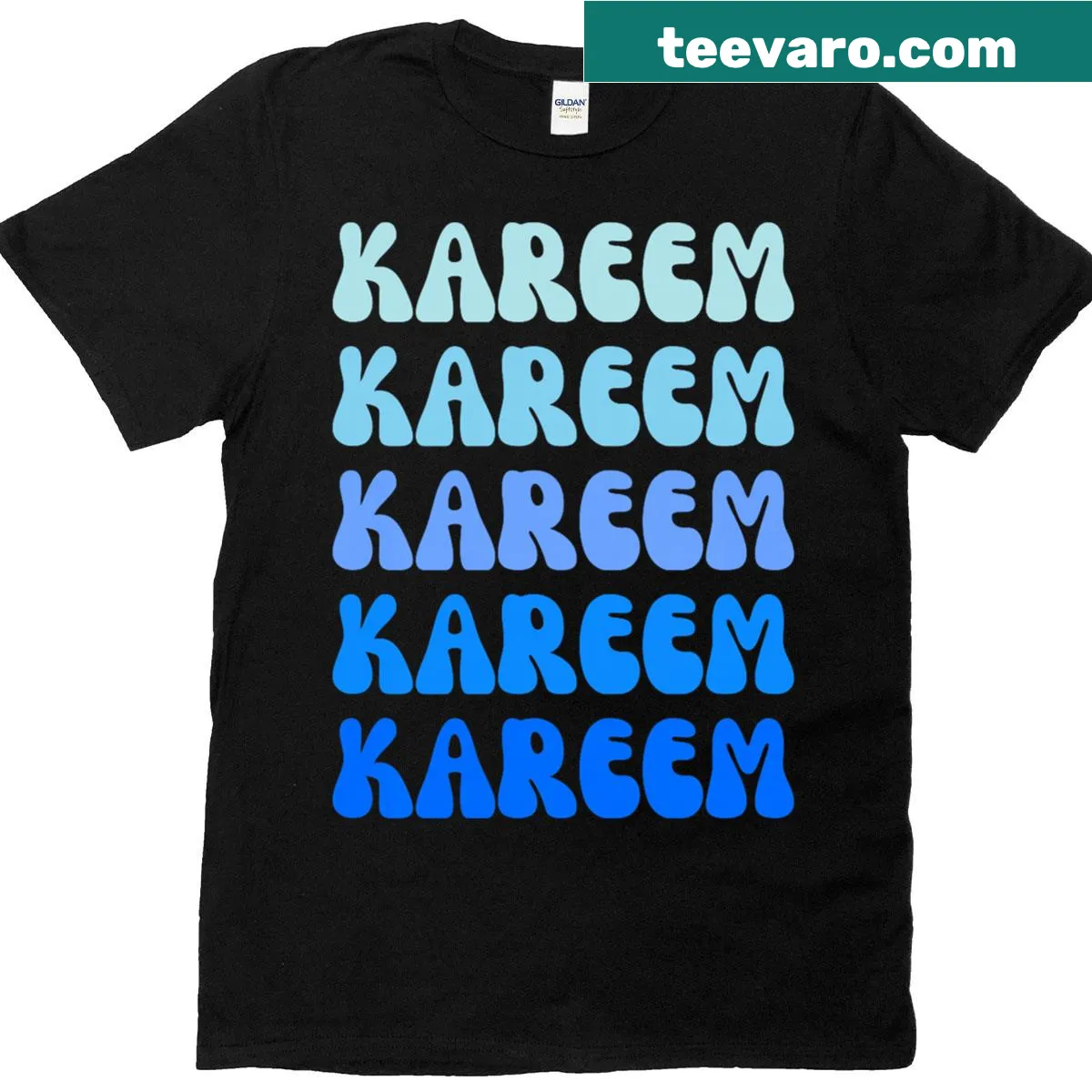 Sleek typographic design on Kareem T-shirt — on a men's t-shirt