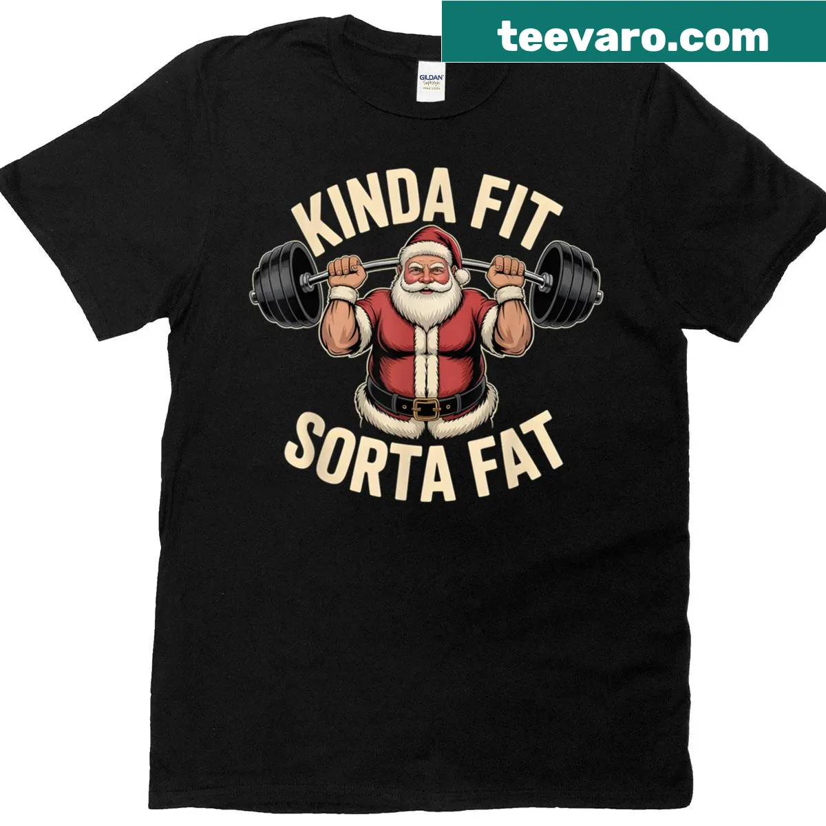 Funny workout T-shirt with 'Kinda Fit Sorta Fat' text — on a men's t-shirt