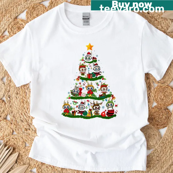 Cute Christmas T-shirt featuring Labubu character illustration