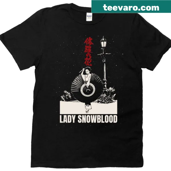 T-shirt featuring design inspired by Japanese cult film 'Lady Snowblood'