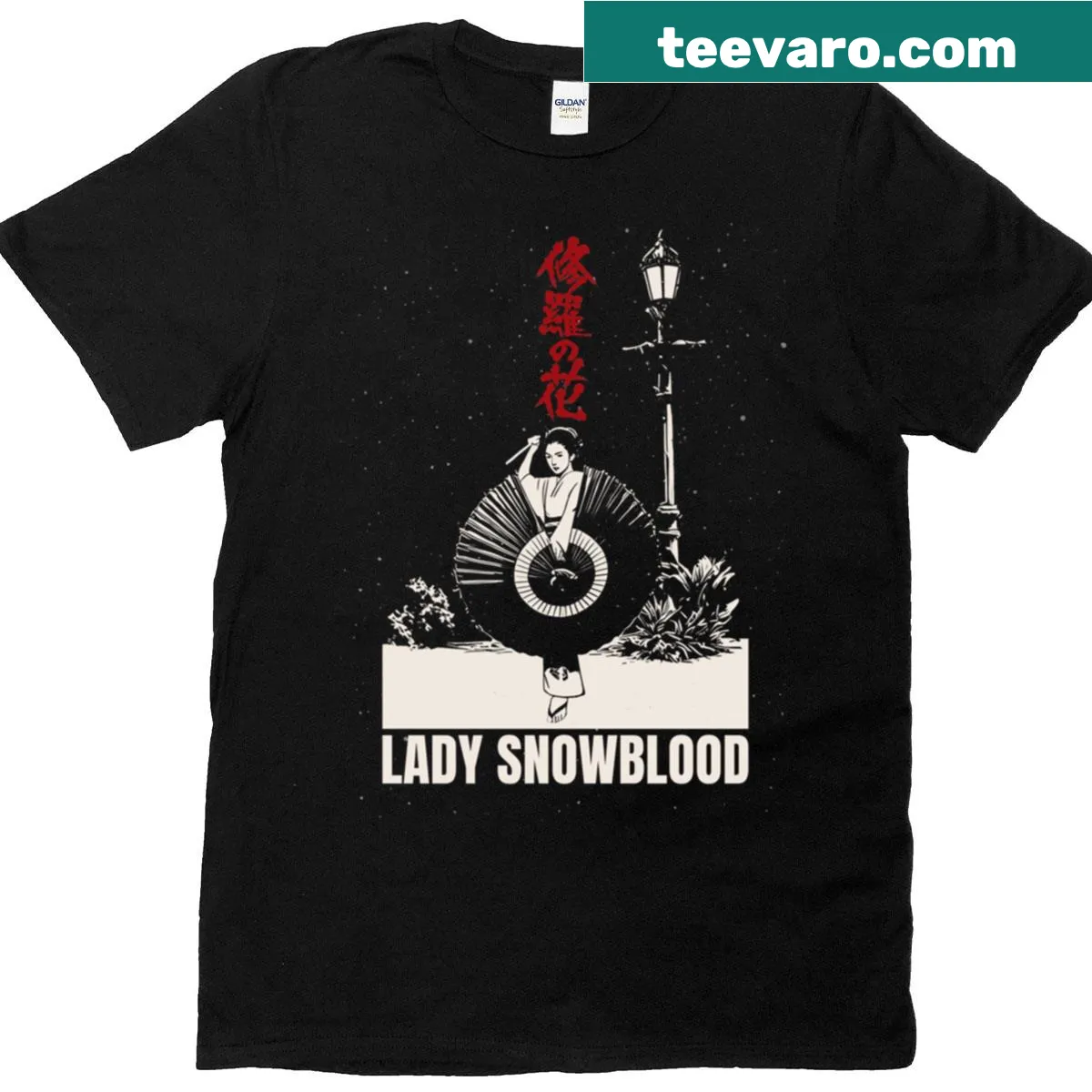 T-shirt featuring design inspired by Japanese cult film 'Lady Snowblood' — on a men's t-shirt