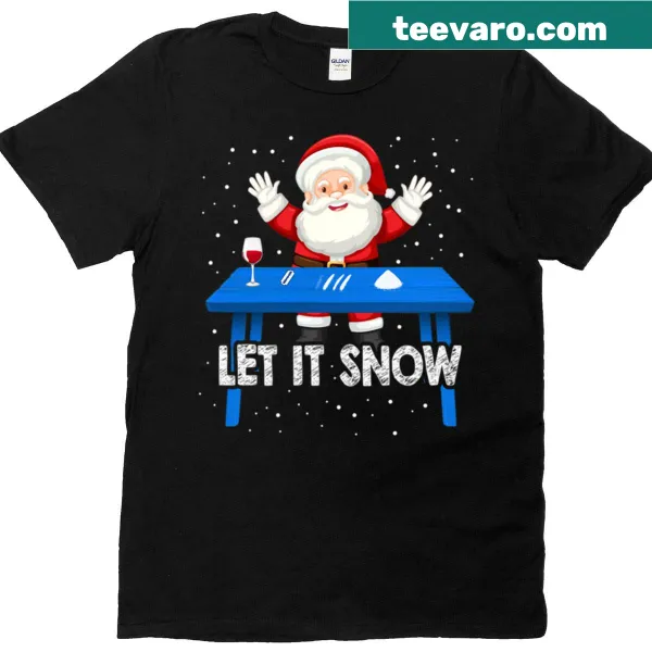 Edgy Santa illustration t-shirt with humorous cocaine theme for Christmas