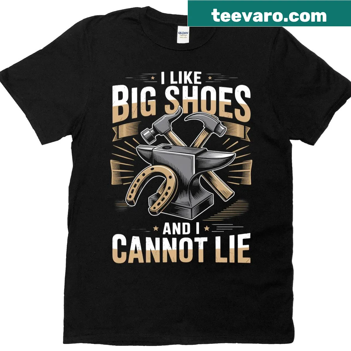 Humorous typography design saying I Like Big Shoes — on a men's t-shirt
