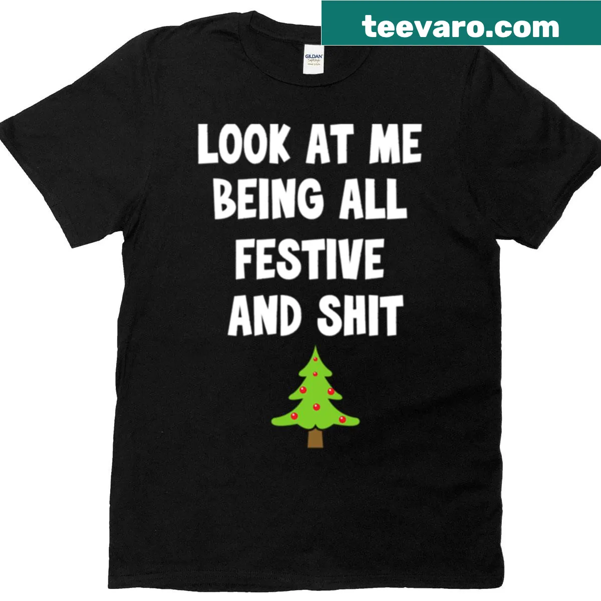 Edgy festive t-shirt with humorous holiday text — on a men's t-shirt