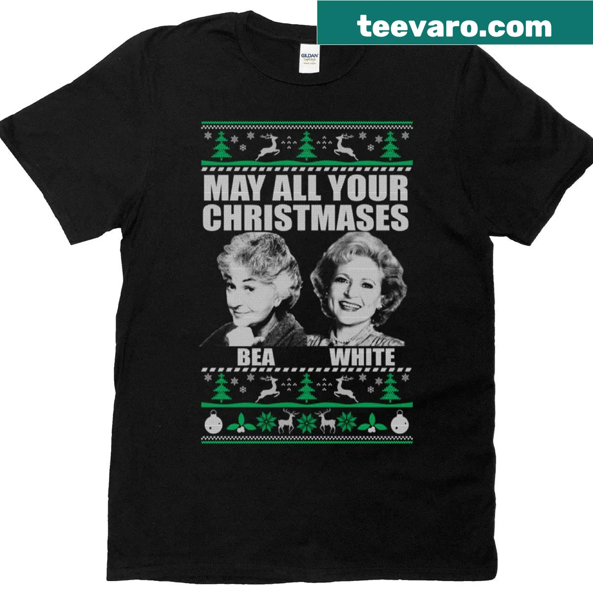 Wholesome Christmas t-shirt with 'May All Your Christmases Bea White' text — on a men's t-shirt
