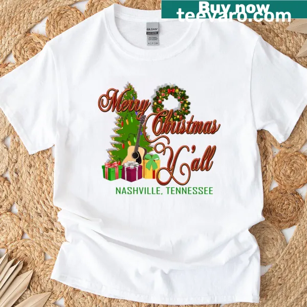 Cheerful Nashville Christmas t-shirt with festive text